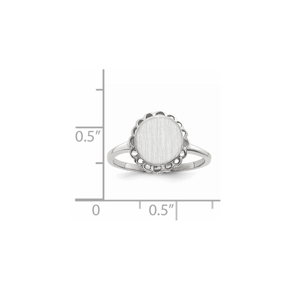 14k White Gold 8.5x9.0mm Open Back Signet Ring