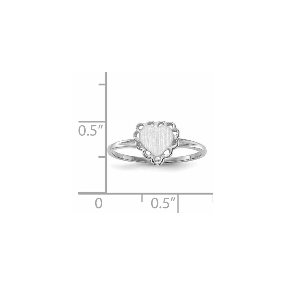 14k White Gold 6.0x6.5mm Open Back Heart Signet Ring