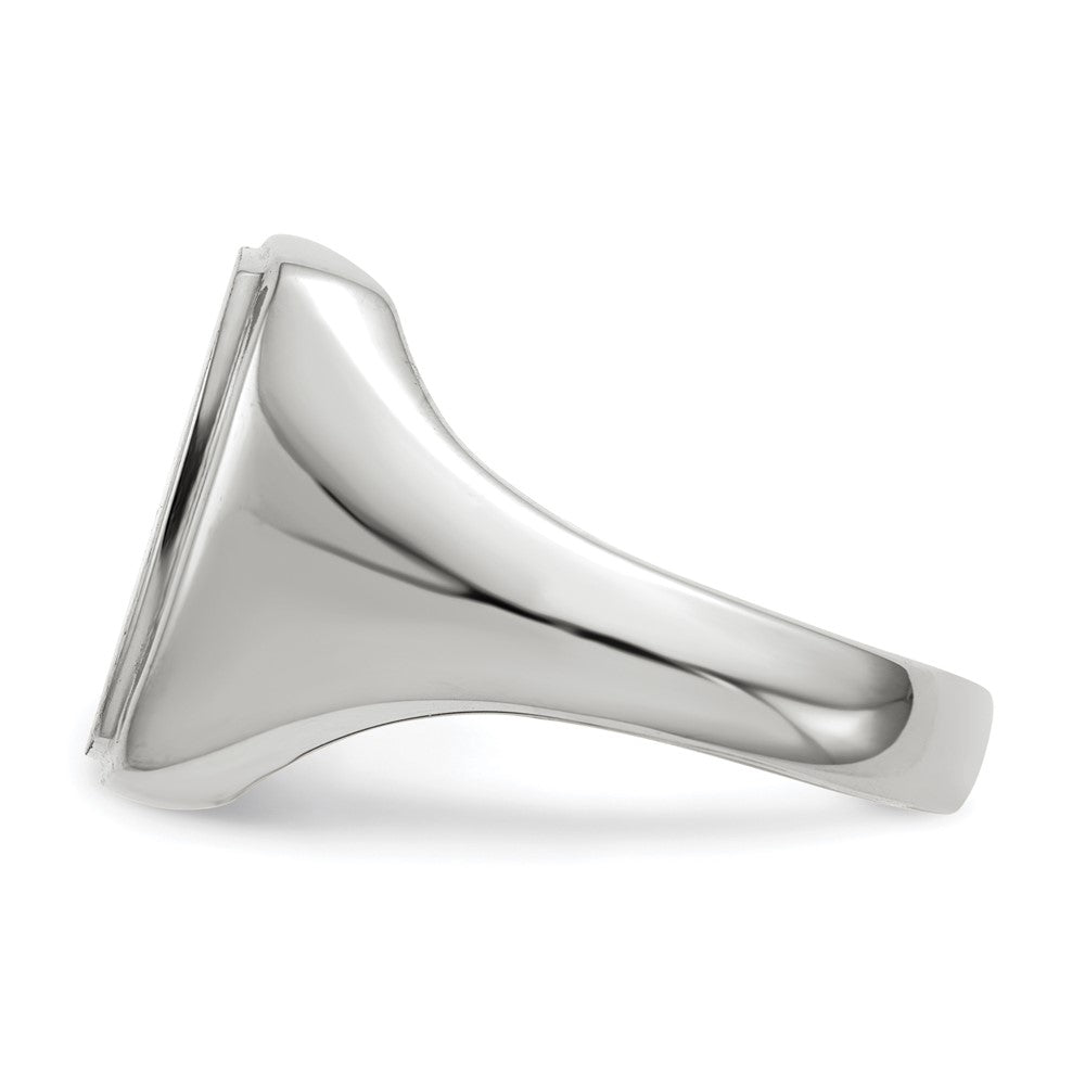 14k White Gold 13.0x15.0mm Open Back Mens Signet Ring