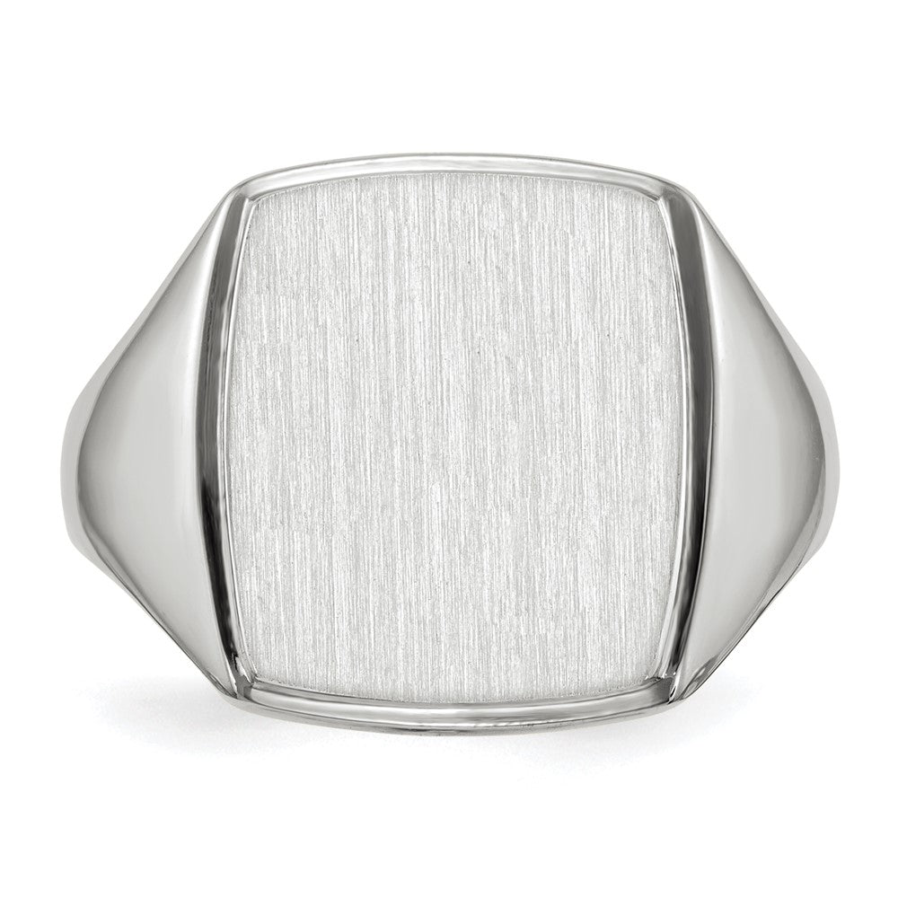 14k White Gold 13.0x15.0mm Open Back Mens Signet Ring