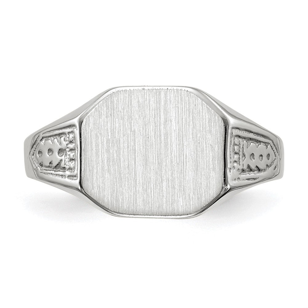 14k White Gold 10.5x9.0mm Closed Back Signet Ring