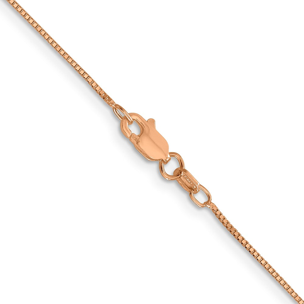 14K Rose Gold 22 inch .7mm Box Link with Lobster Clasp Chain