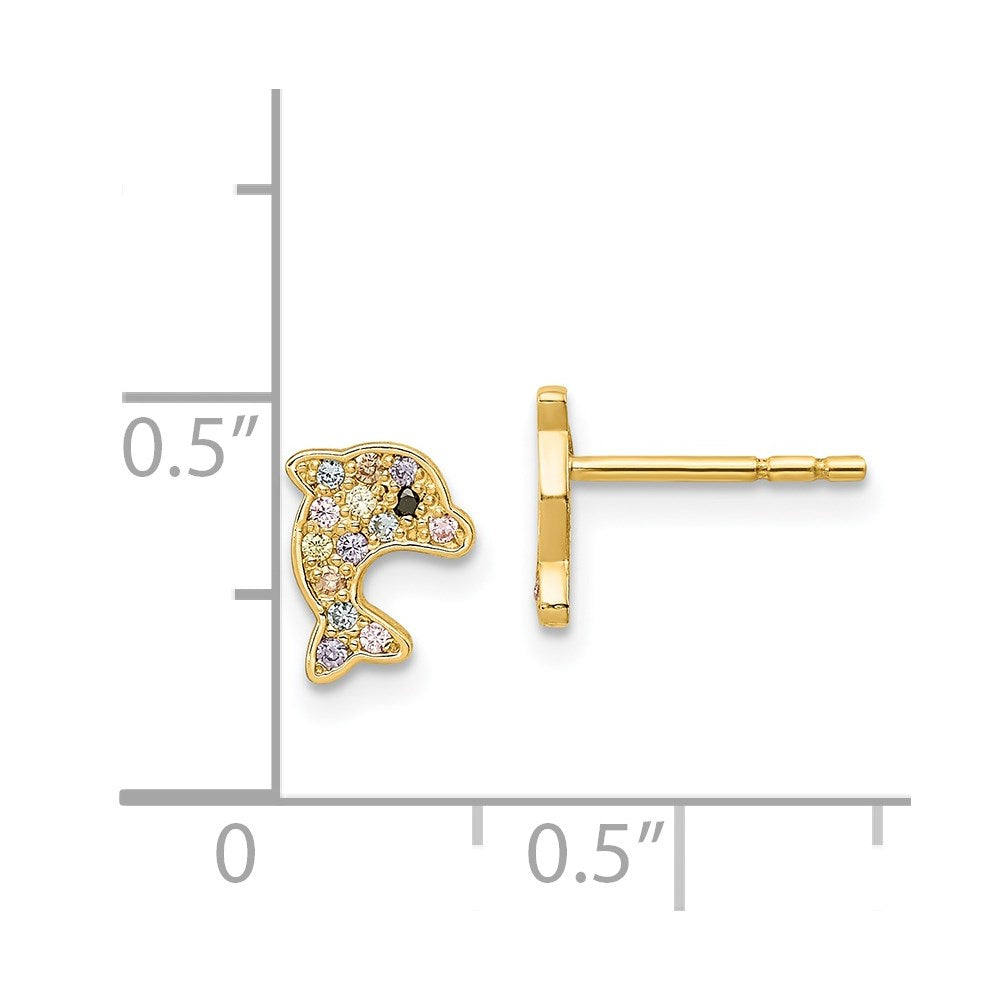 14k Madi K Multi-colored CZ Dolphin Post Earrings