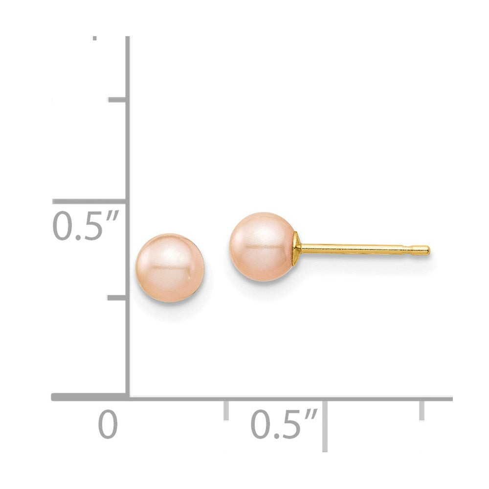 14k Madi K 4-5mm Pink Round Freshwater Cultured Pearl Stud Post Earrings with Silicone Backs