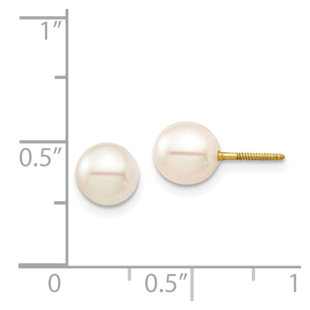 14k Madi K 6-7 White Round Freshwater Cultured Pearl Screwback Post Earrings