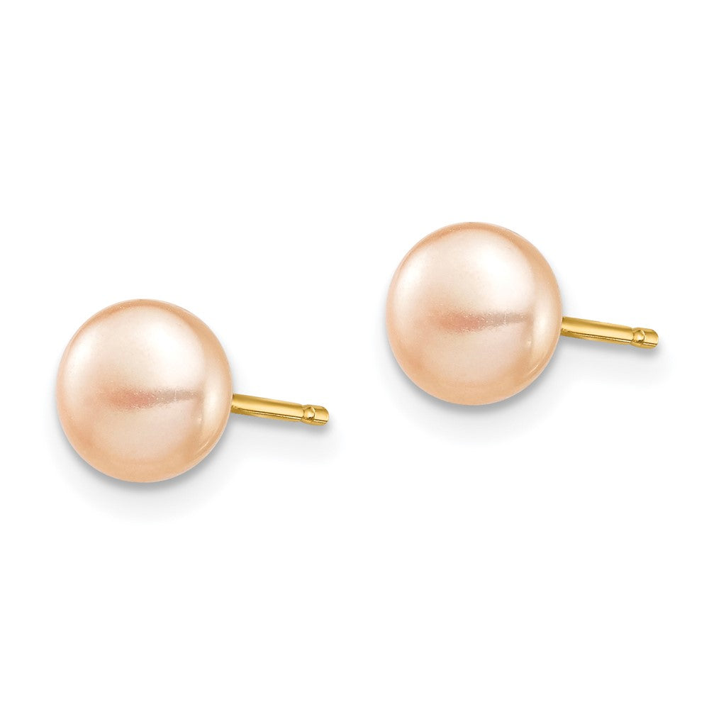 14k Madi K 6-7mm Pink Button Freshwater Cultured Pearl Stud Post Earrings with Silicone Backs