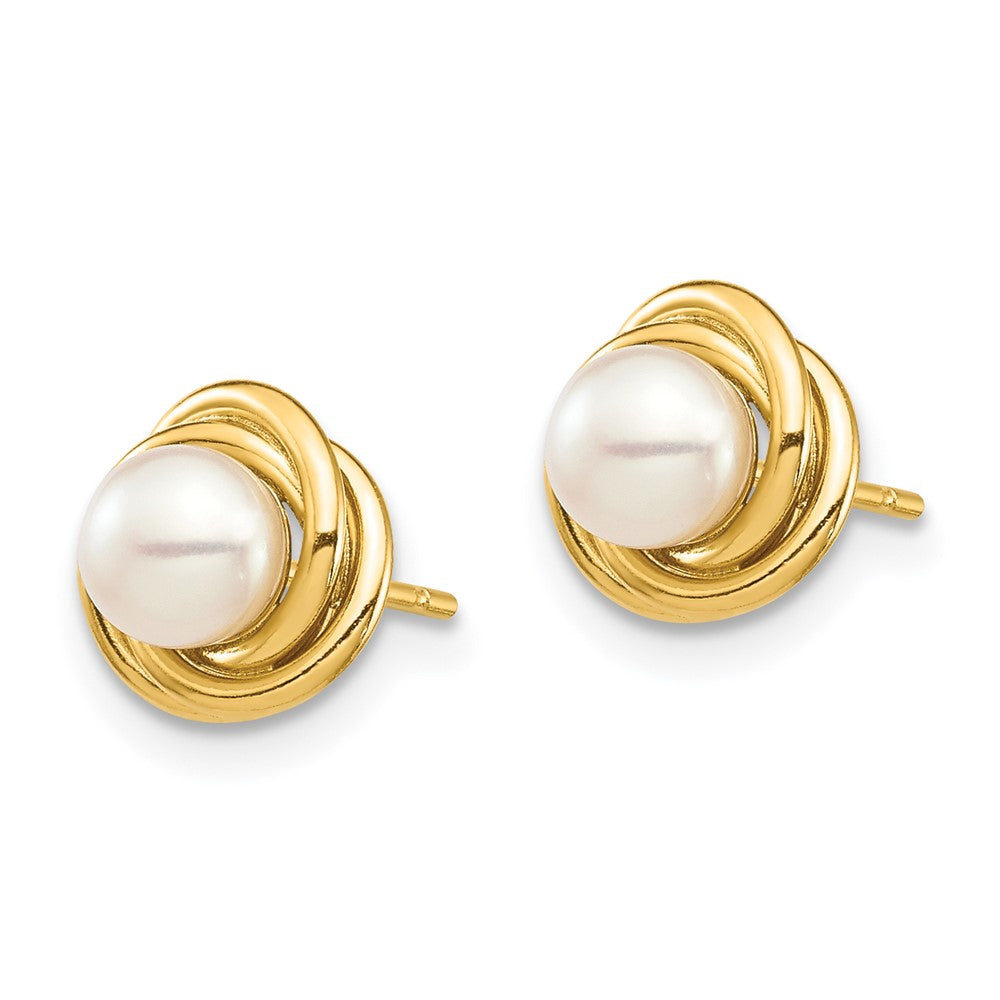 14k Madi K 4-5mm White Button Freshwater Cultured Pearl Post Earrings with Silicone Backs