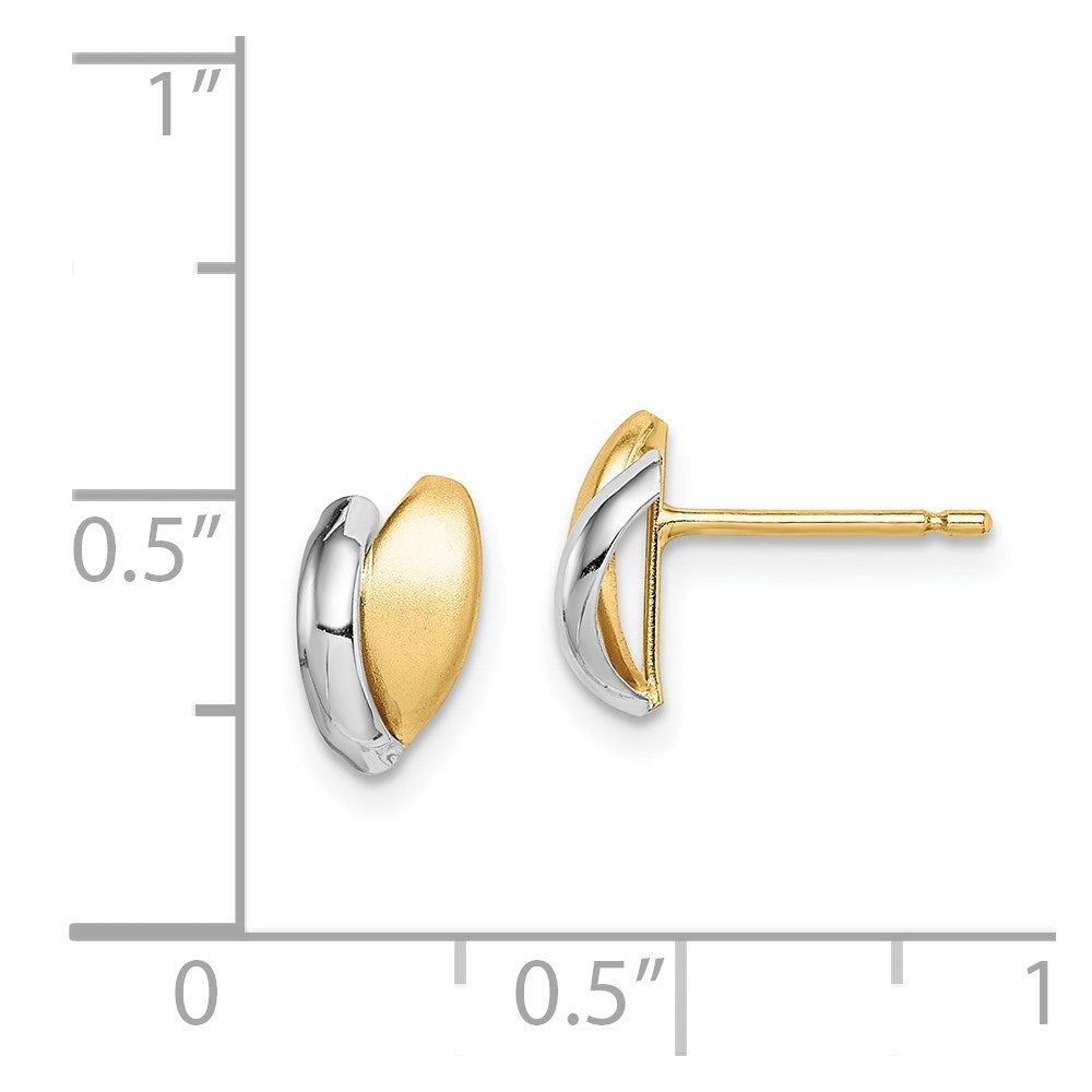 14k w/Rhodium Madi K Satin Leaf Post Earrings