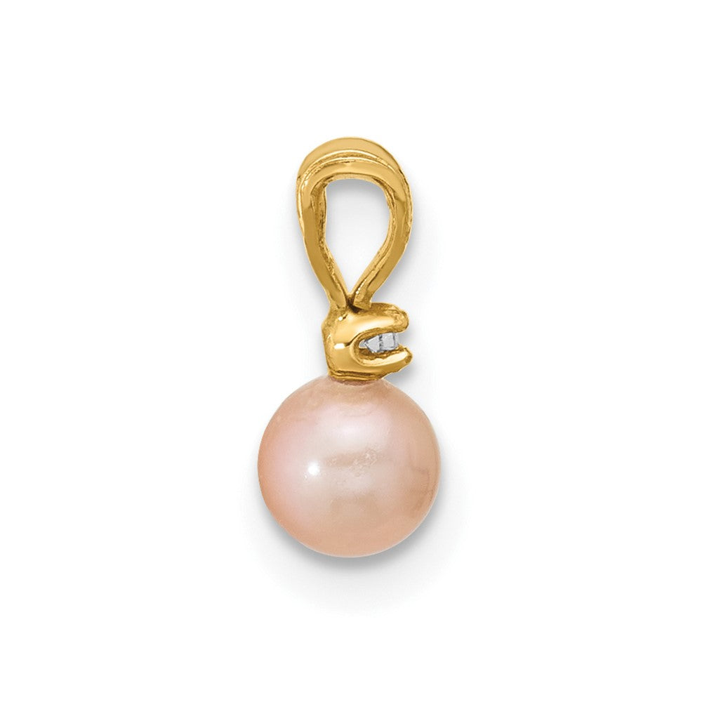 14k Madi K 4-5mm Pink Near-Round Freshwater Cultured Pearl and CZ Pendant