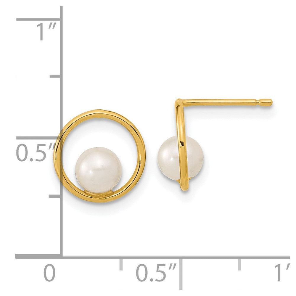 14K Madi K Open Circle 5mm Freshwater Cultured Pearl Post Earrings