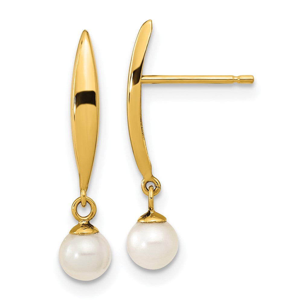 14K Madi K Polished 4mm Freshwater Cultured Pearl Post Earrings