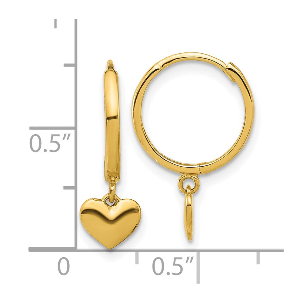 14k Madi K Polished Heart Dangle Huggie Hoop Earrings