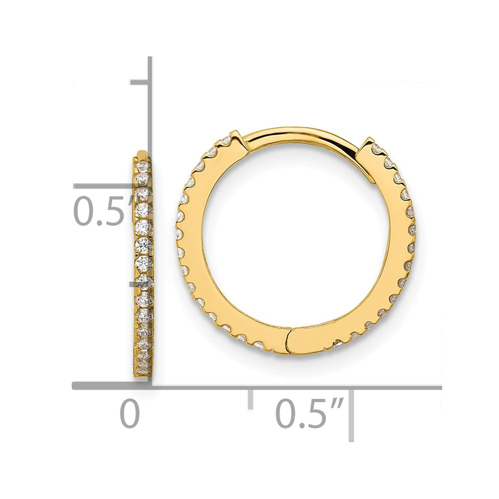 14k Madi K Polished CZ 1.25mm Hinged Huggie Hoop Earrings