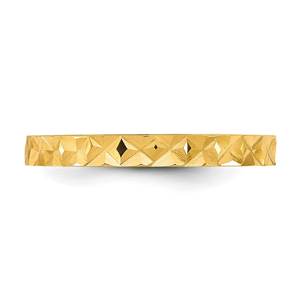 14K Madi K Diamond-cut Design 2mm Flat Band Size 3 Baby / Children's Ring