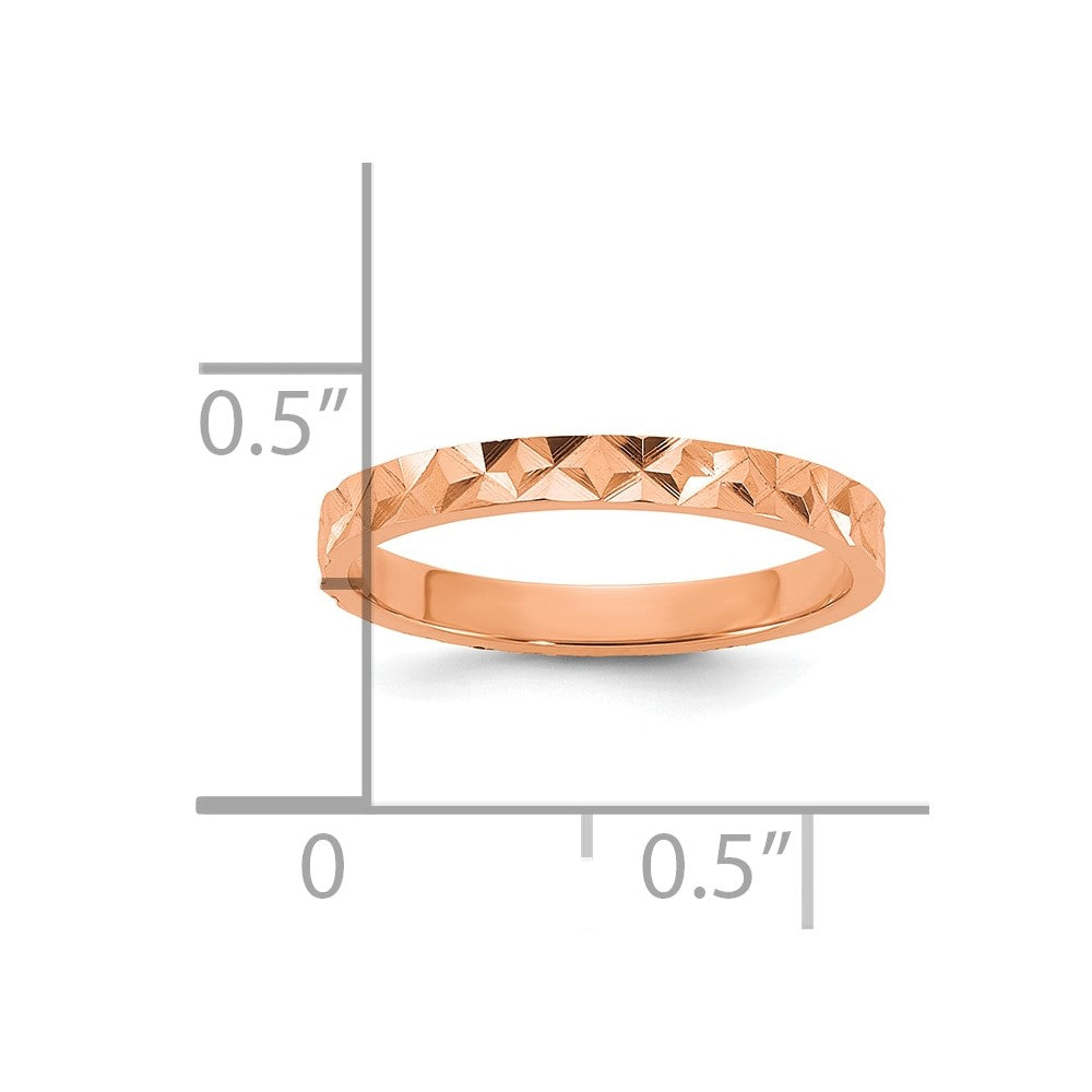 14K Rose Gold Madi K Diamond-cut Design 2mm Flat Band Size 3 Baby / Children's Ring