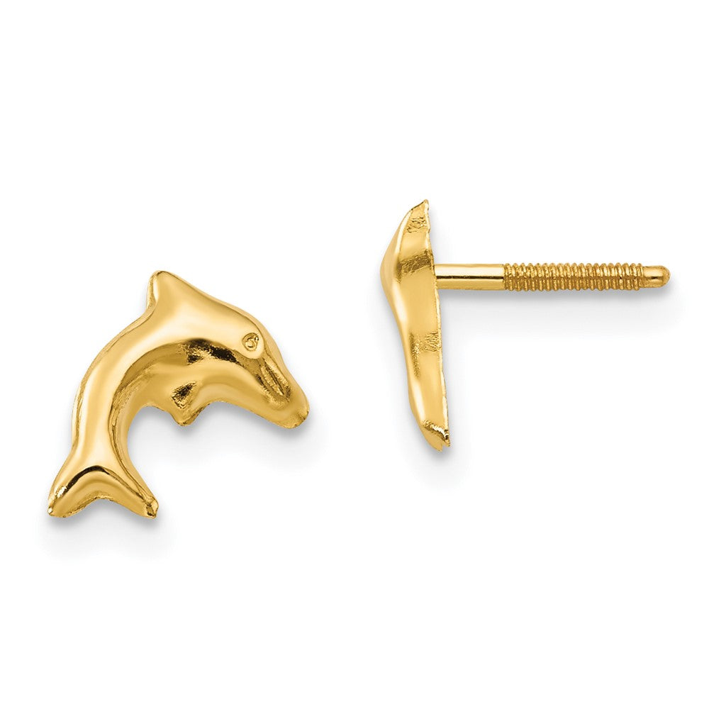Polished;14k Yellow gold;Open back;Post;Screw back