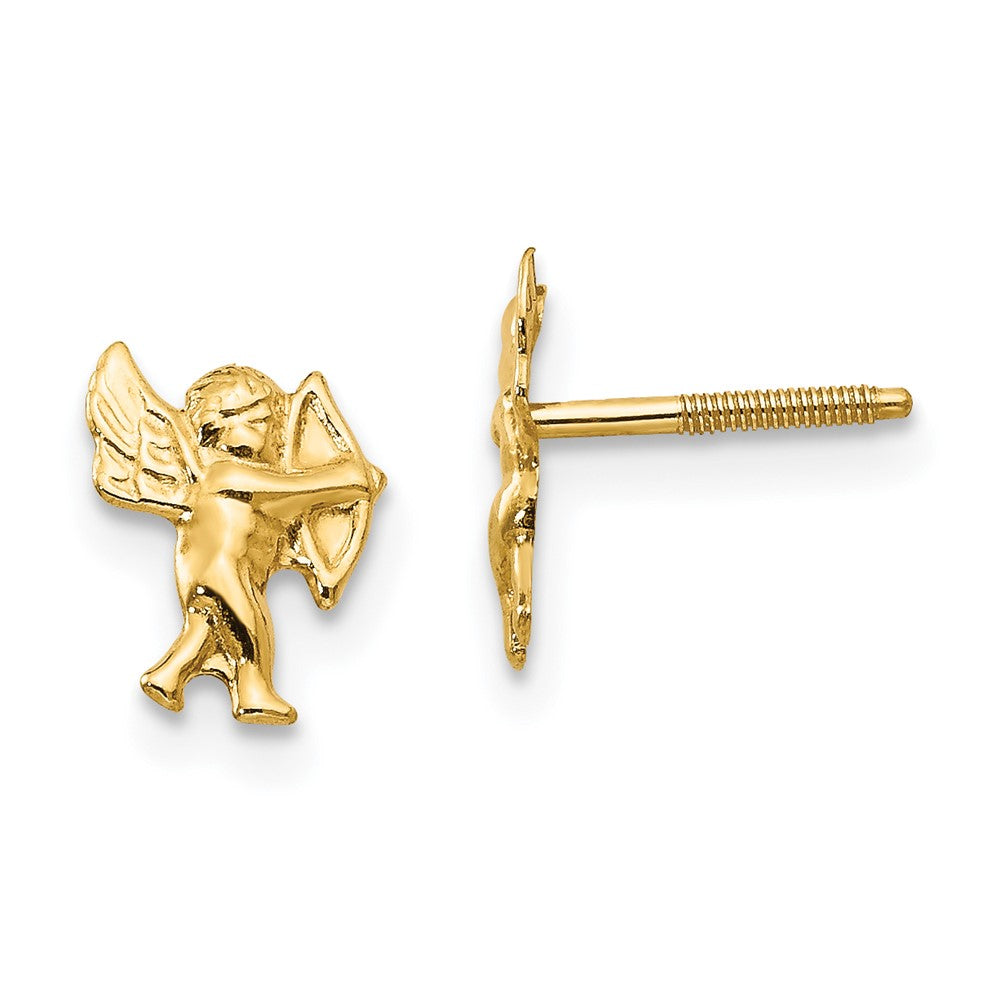 Polished;14k Yellow gold;Open back;Post;Screw back