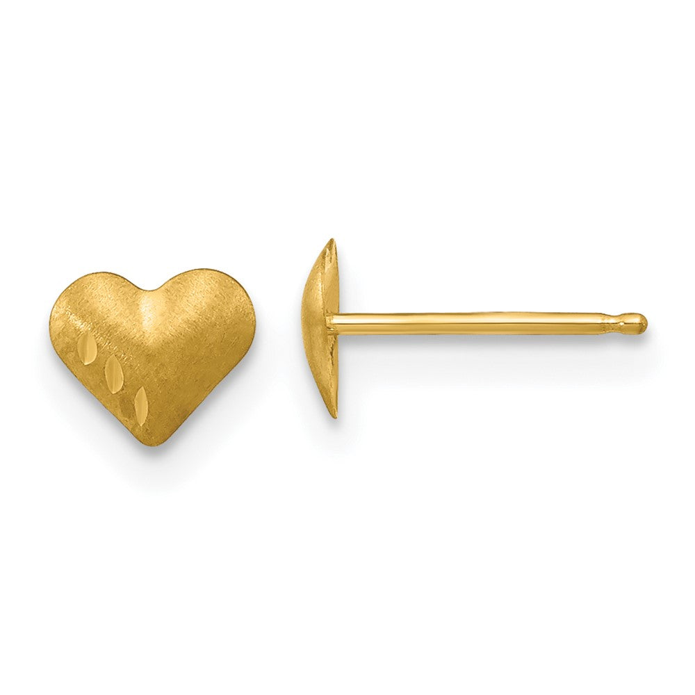 Satin;14k Yellow gold;Hollow;Post;Diamond Cut