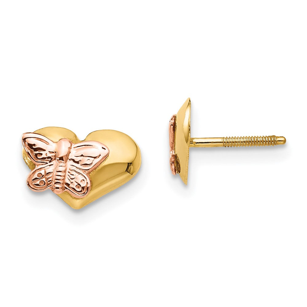 Satin;Open back;Post;14K Yellow gold & rhodium