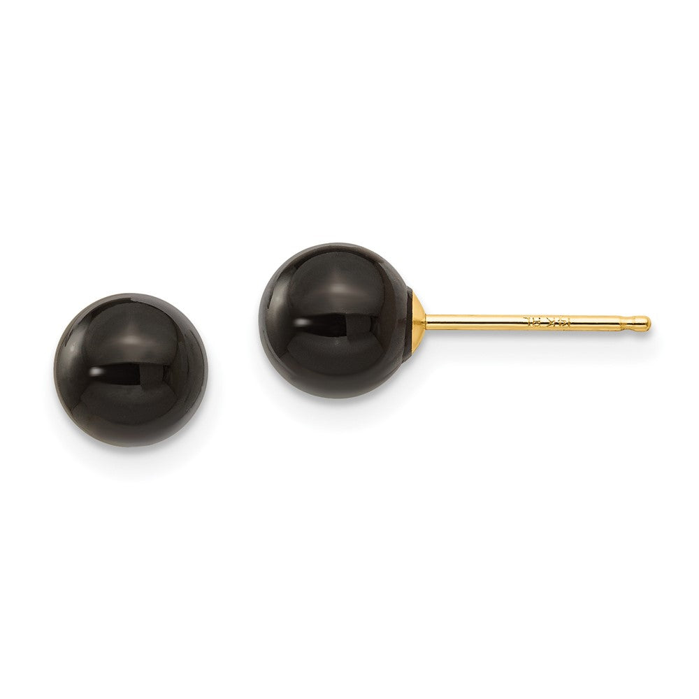 14k Yellow gold;Post;Onyx