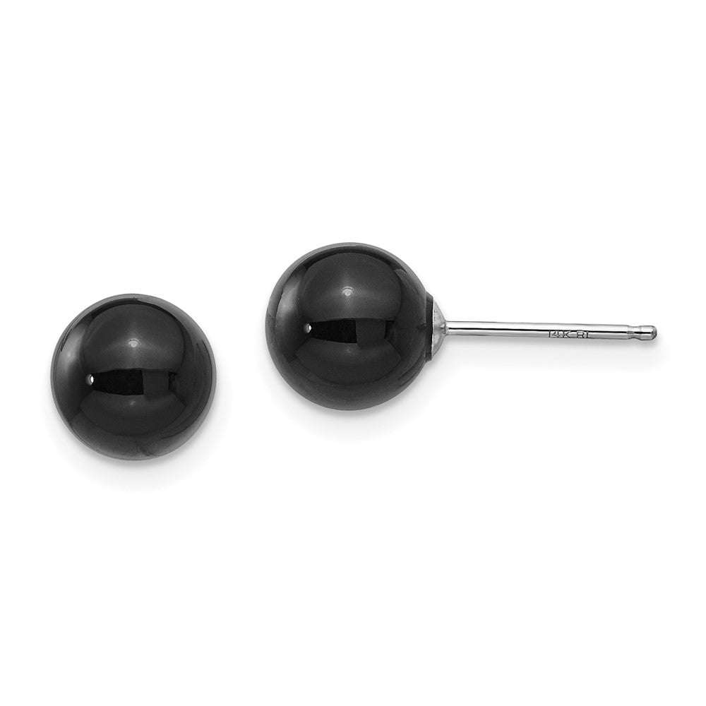 14K White gold;Post;Onyx
