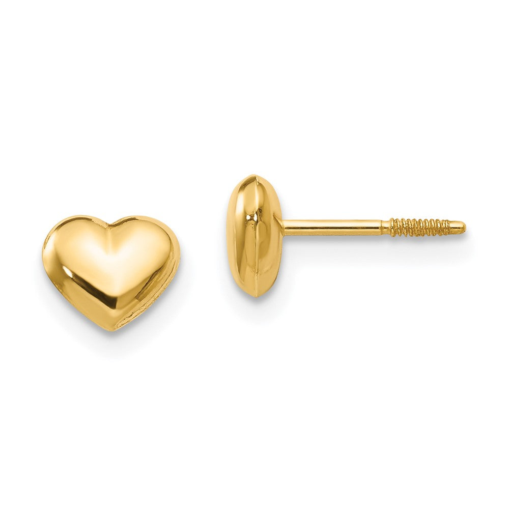 Polished;3-D;14k Yellow gold;Hollow;Post;Screw back