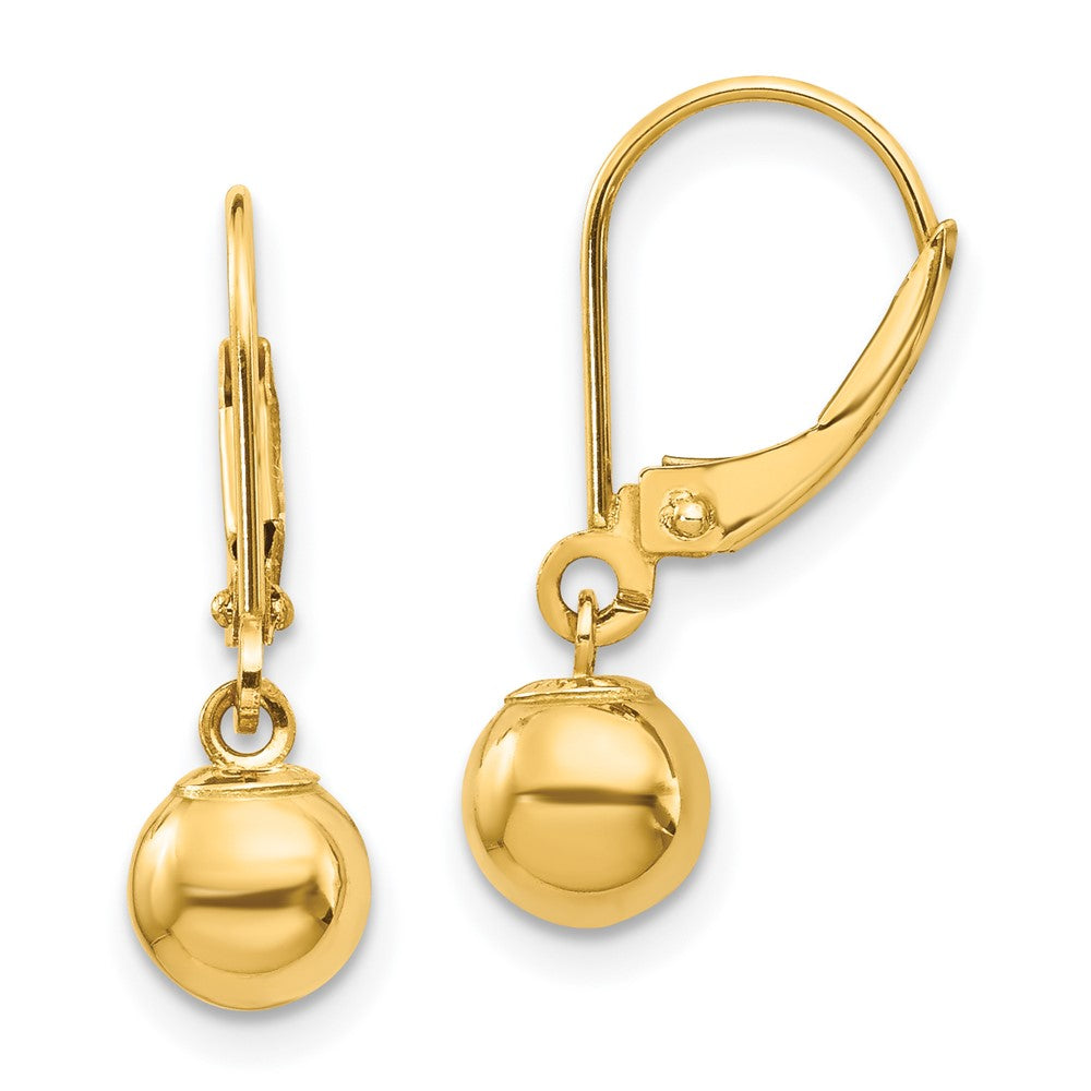 Polished;14k Yellow gold;Hollow;Leverback