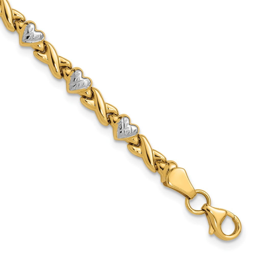 Diamond-cut;Polished;Flat back;14K Yellow gold & rhodium;Fancy lobster