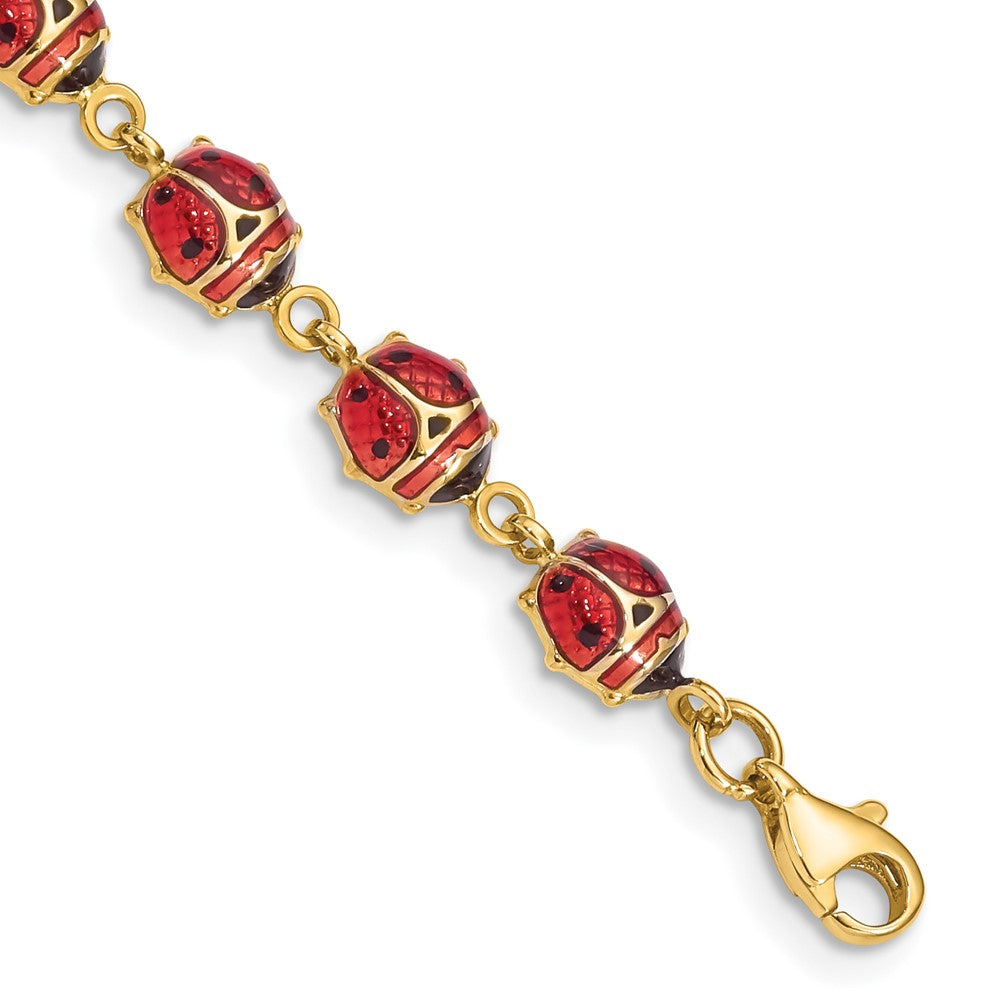 14k Yellow gold;Enamel;Polished back;Lobster;Resin