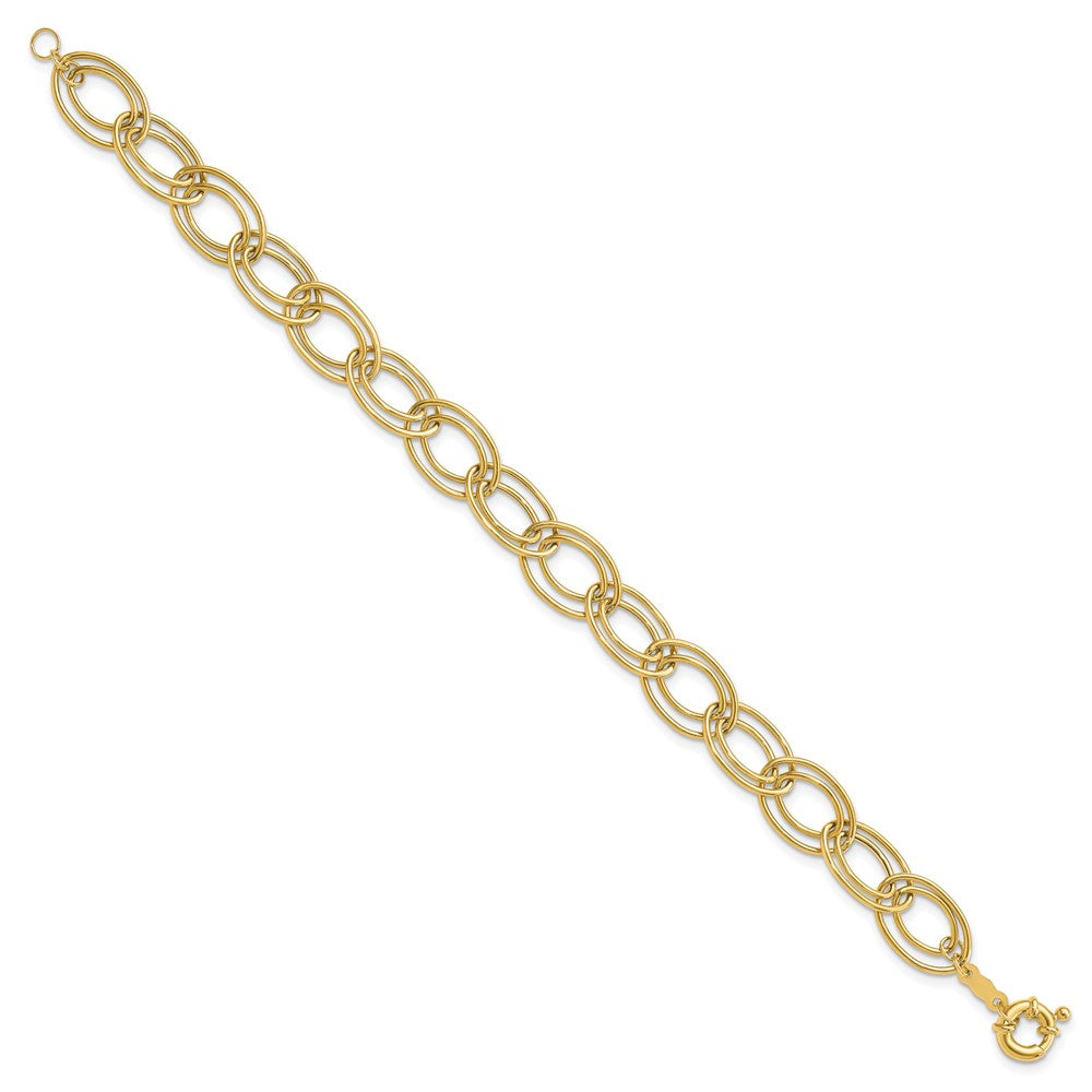 14K Polished 11mm Fancy Double Oval Link 7.5 inch Bracelet
