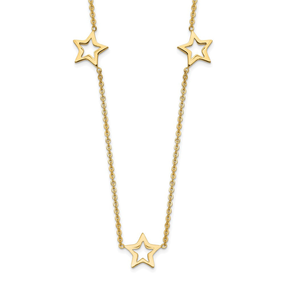14K Open Stars 18 inch Necklace Plus 2 inch Extension