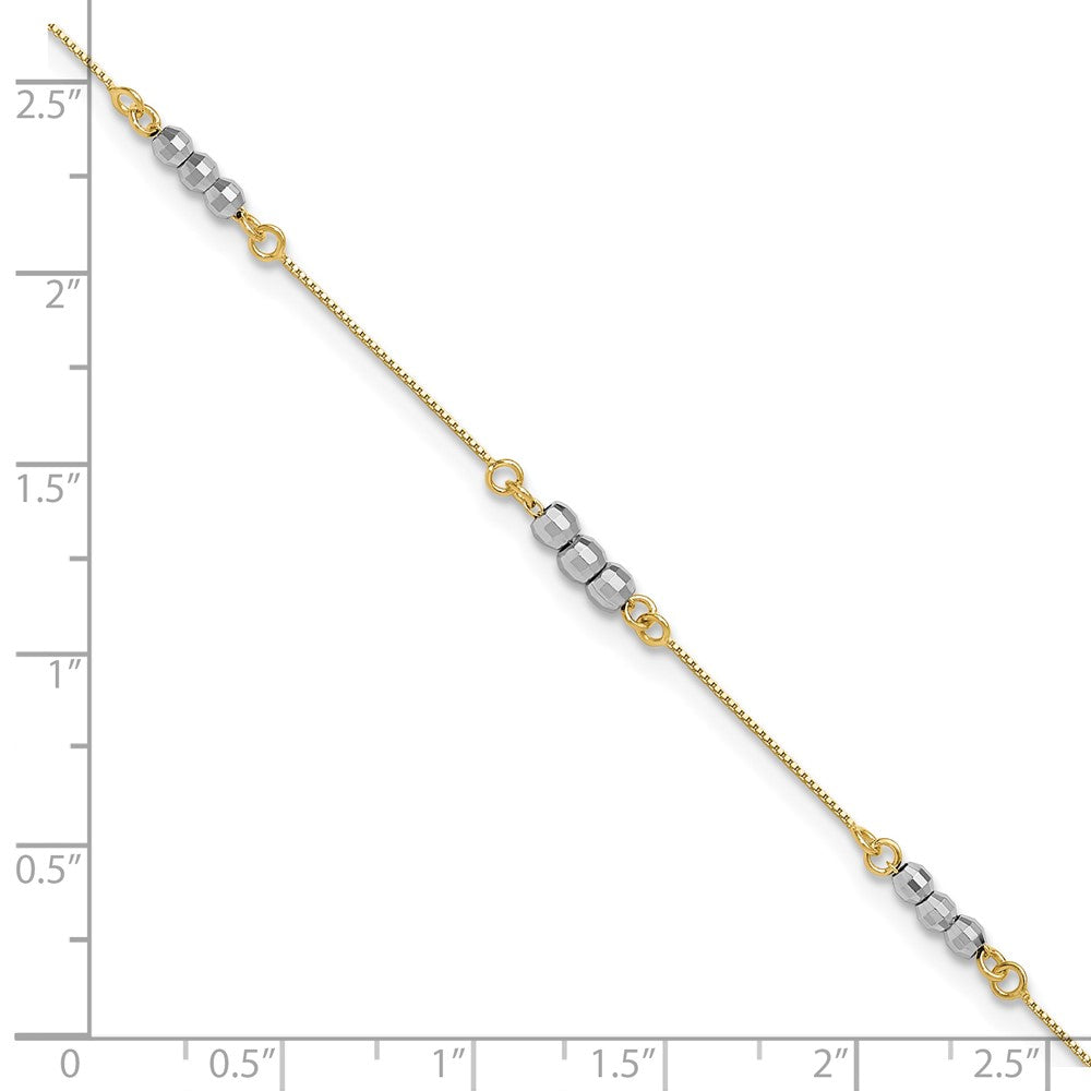 14K Two-Tone Mirror Beaded 7.25 inch Bracelet