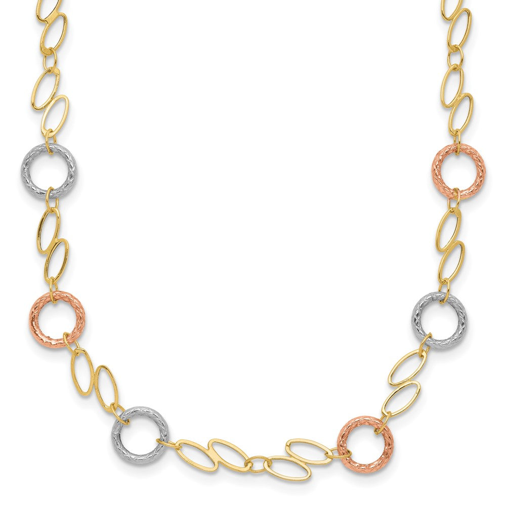 Polished;14K Tri-color;Spring Ring;Textured;Lightweight
