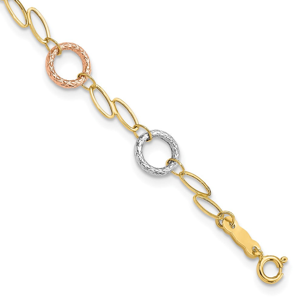 Polished;14K Tri-color;Spring Ring;Textured;Lightweight