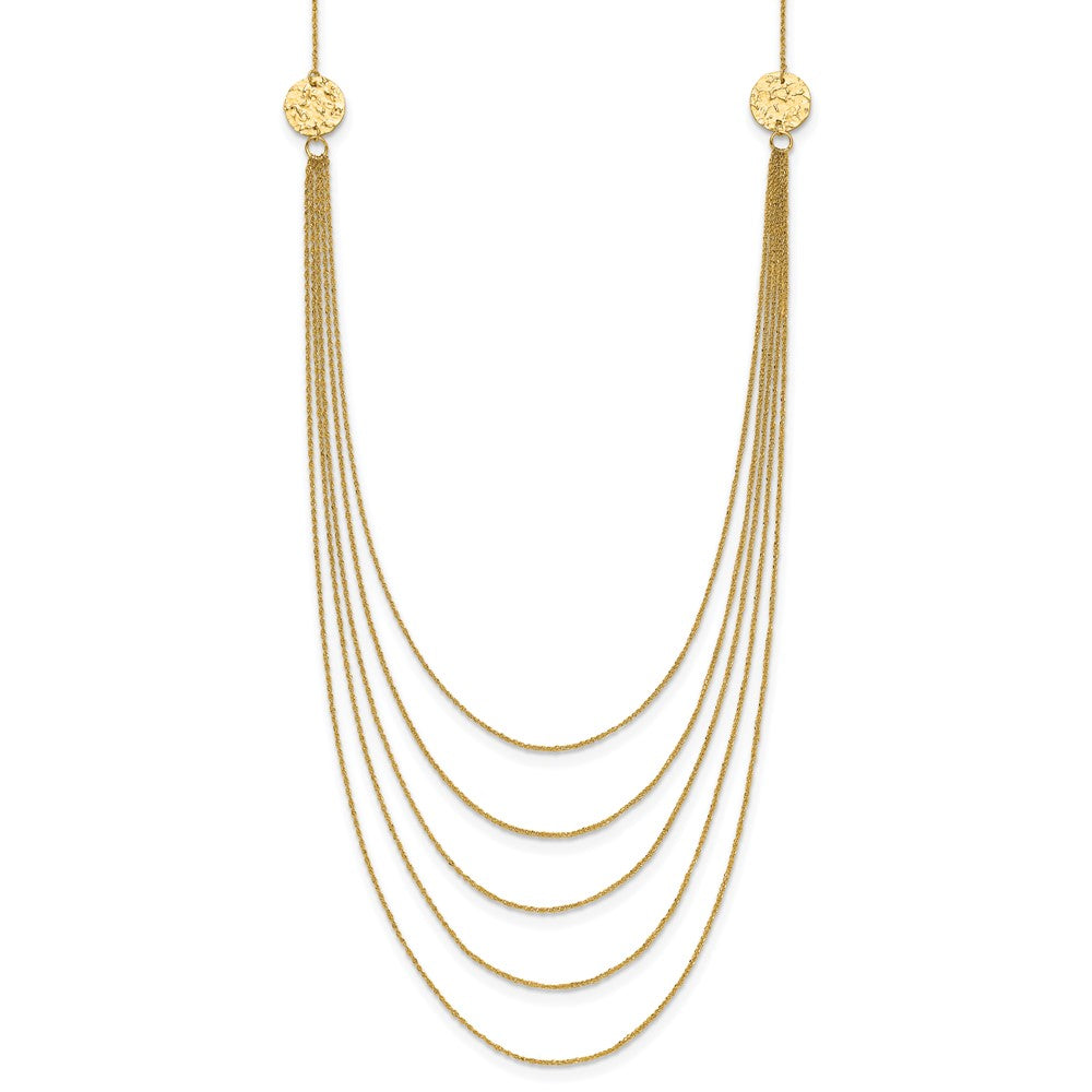 Polished;14k Yellow gold;Spring Ring;Hammered;Rhodium-plated;18in chain