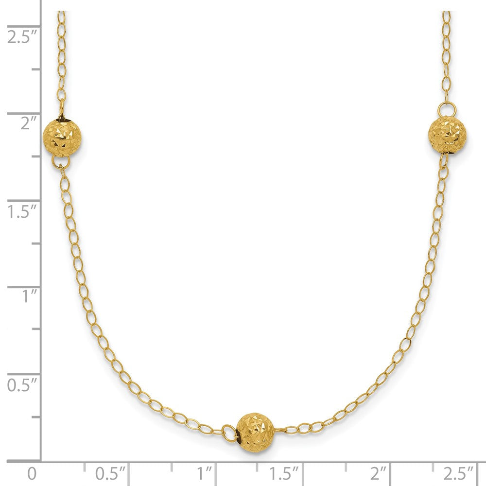 14k Polished Textured Beads 7-Station 18 inch Necklace