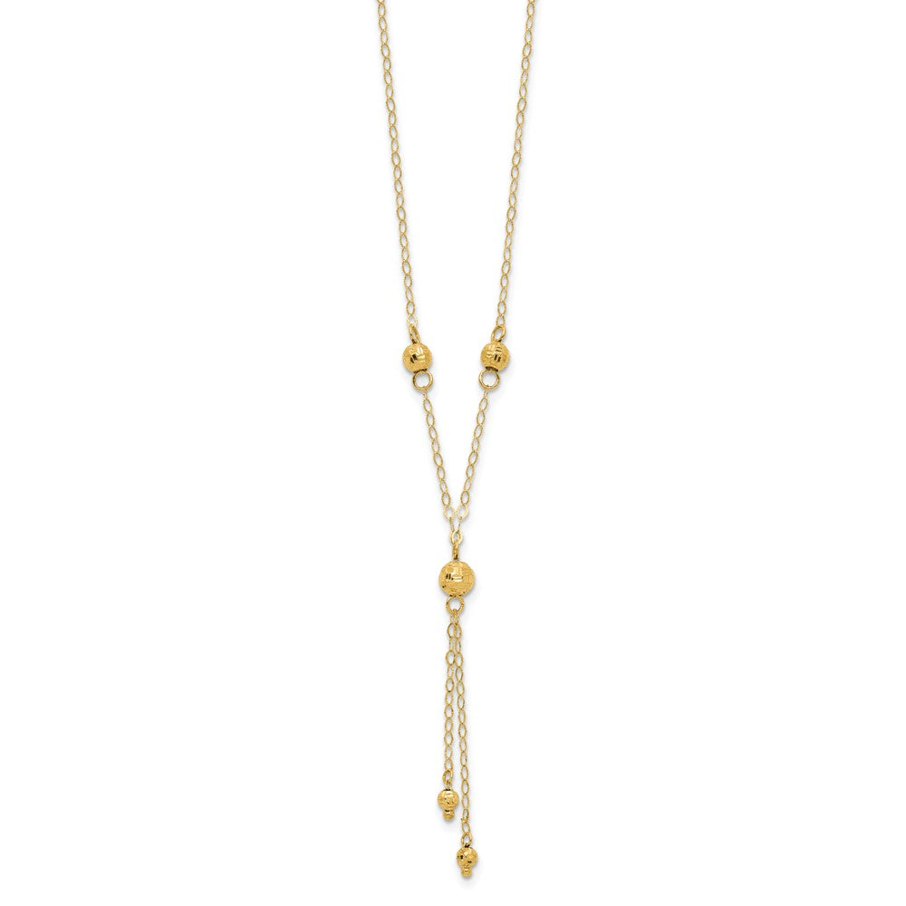14k Diamond-cut Bead 16 inch Lariat Necklace Plus 2 inch Extension