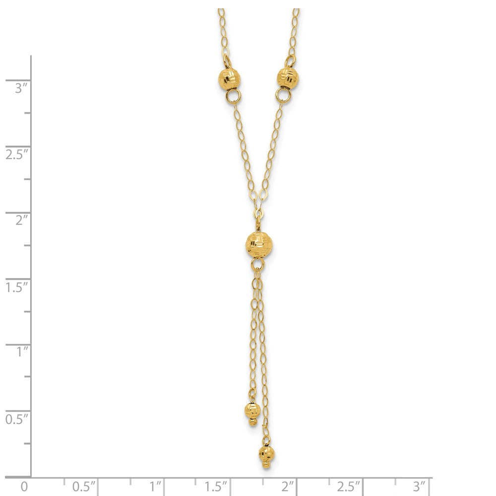 14k Diamond-cut Bead 16 inch Lariat Necklace Plus 2 inch Extension