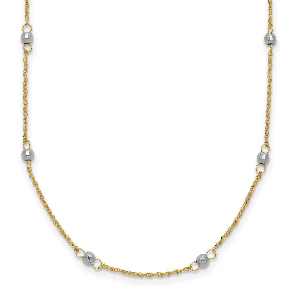 14K Two-tone;Spring Ring;2in extension;16in Chain