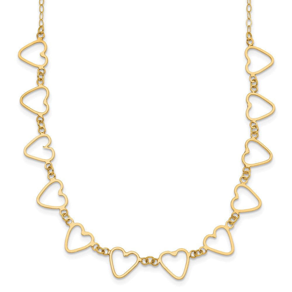 Polished;14k Yellow gold;Spring Ring;2in extension;Heart;16in Chain