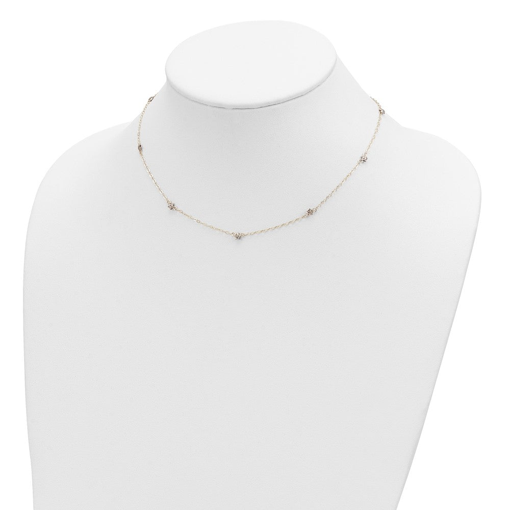 14K Two-tone Diamond-cut Stars with Oval Chain 16 inch Station Necklace Plus 2 inch Extender
