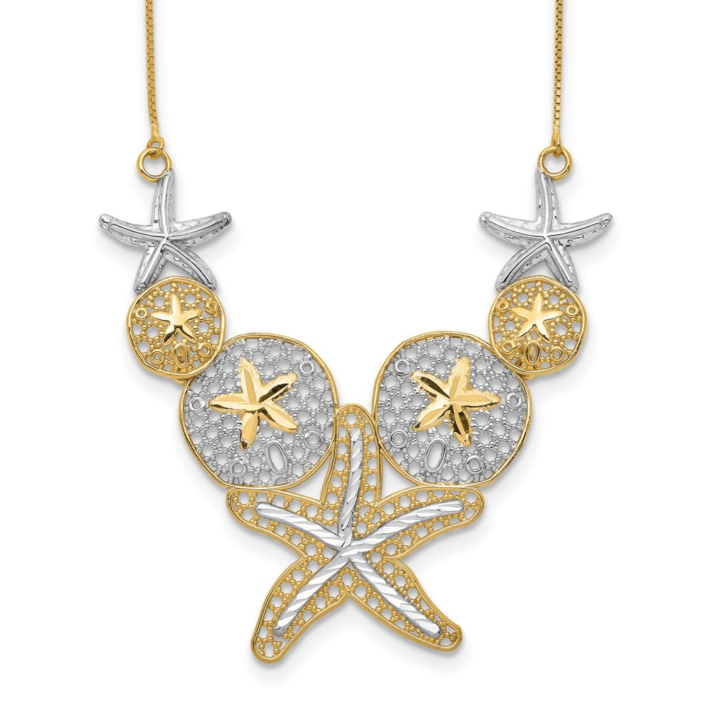 Diamond-cut;Polished;Spring Ring;14K Yellow gold & rhodium;18in chain