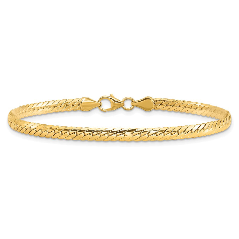 14k Polished 3mm Fancy Curb Link 7.5 inch Bracelet