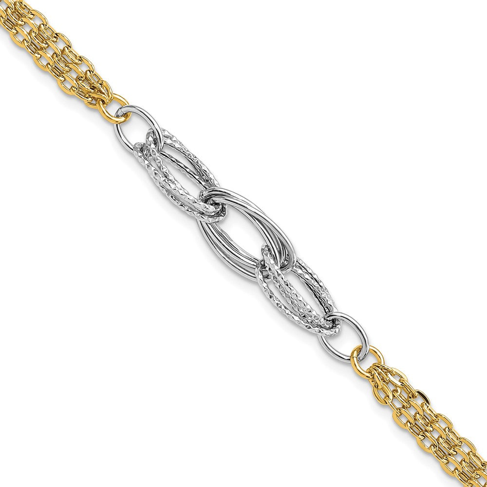 Diamond-cut;Polished;14K Two-tone;Hollow;Fancy lobster;Textured