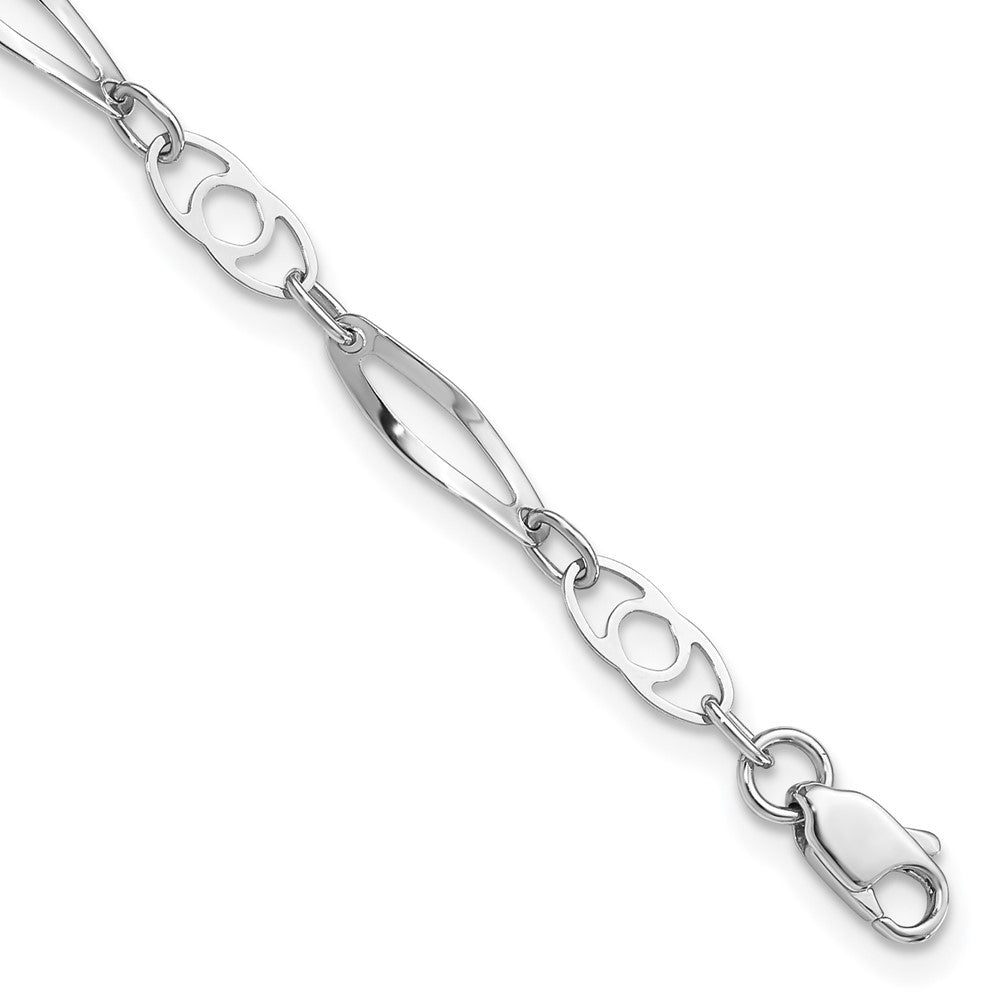 Solid;Polished;14K White gold;Lobster