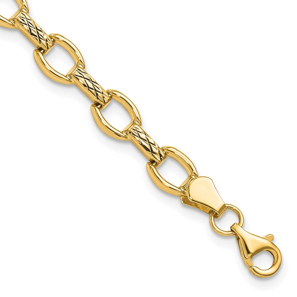 Polished;14k Yellow gold;Fancy lobster;Diamond Cut