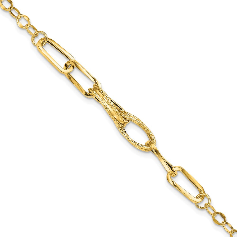 Polished;14k Yellow gold;Spring Ring;Textured