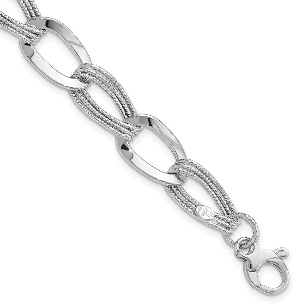Polished;14K White gold;Hollow;Fancy lobster;Textured