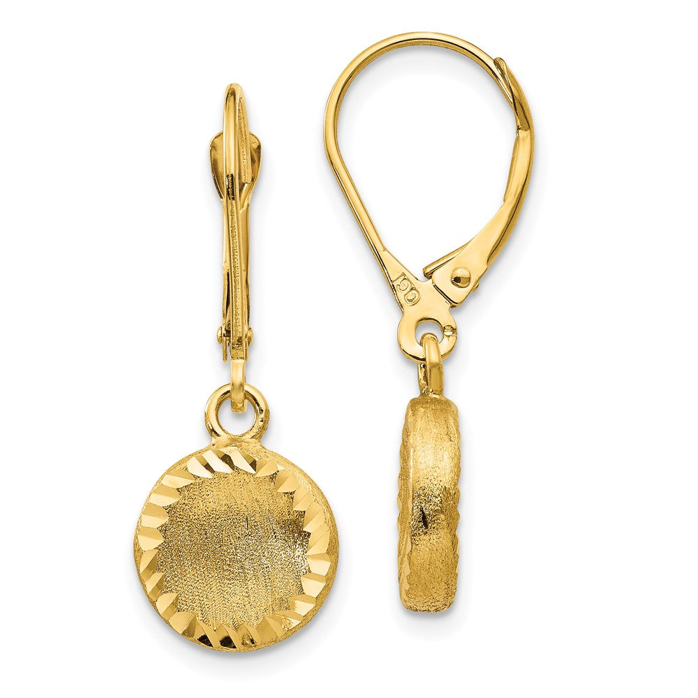 Polished;14k Yellow gold;Leverback;Dangle;Brushed;Diamond Cut