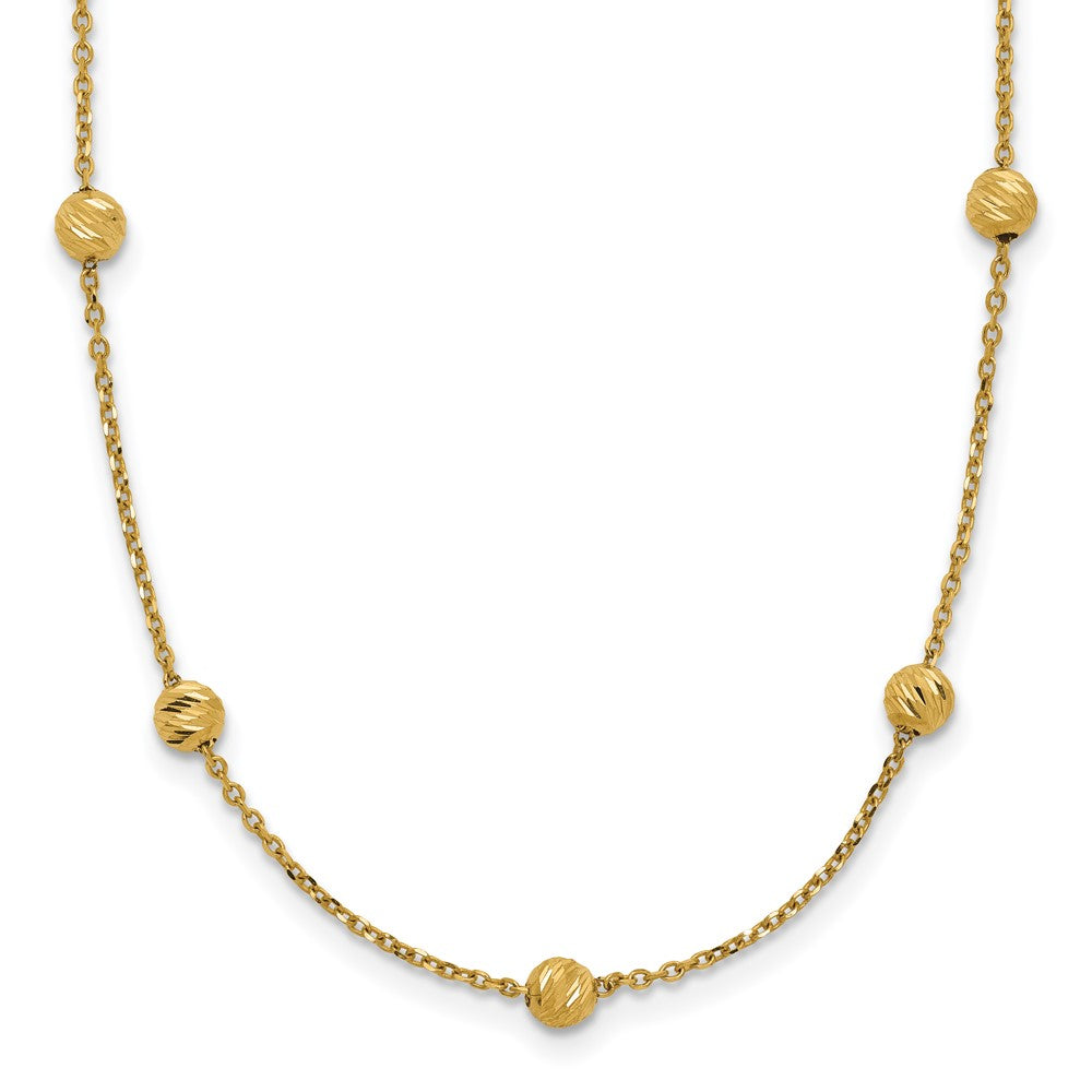 Polished;14k Yellow gold;Fancy lobster;Beaded;Diamond Cut